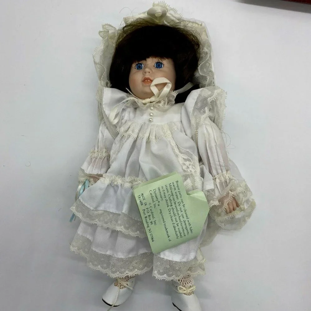 Vintage‎ 80s Dynasty Doll Collection Porcelain Meredith White Lace Dress W/ Box